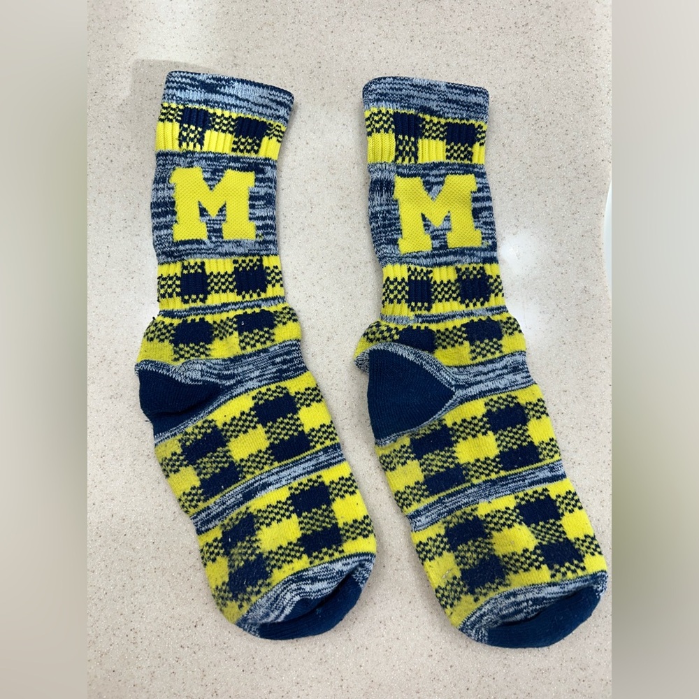 University of Michigan Plaid Socks